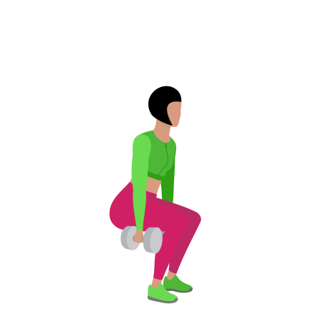 Woman Doing Dumbbell Narrow Squat Exercise For Legs