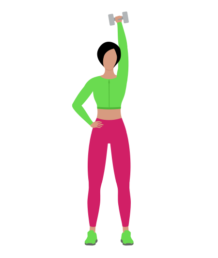 Woman Doing Dumbbell Overhead One Arm Tricep Extension Exercise For Tricep