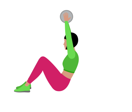 Woman Doing Dumbbell Overhead Weighted Sit Up Exercise For Abs