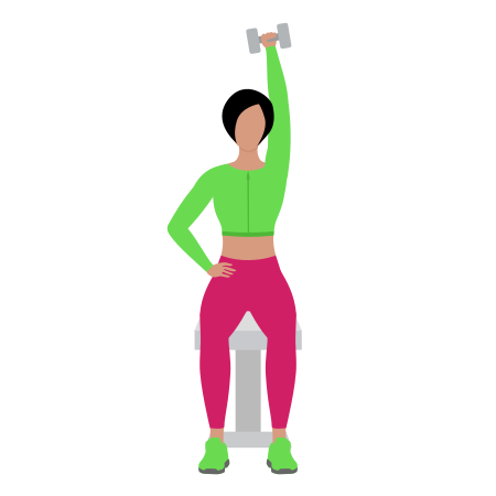 Woman Doing Dumbbell Seated Overhead One Arm Tricep Extension Exercise For Tricep