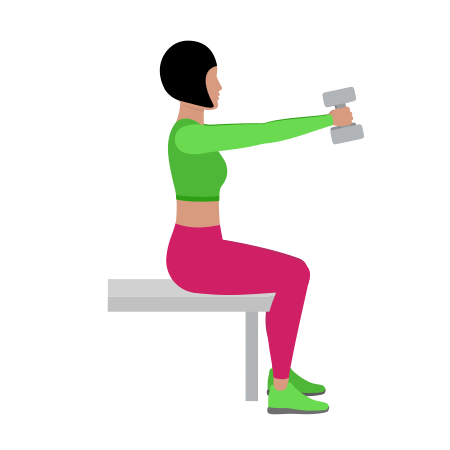 Woman Doing Dumbbell Seated Shoulders Front Raise Exercise For Shoulders