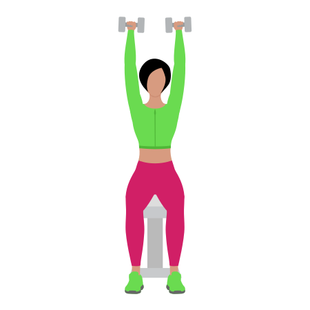 Woman Doing Dumbbell Seated Shoulders Press Exercise For Shoulders