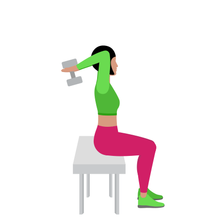 Woman Doing Dumbbell Seated Tricep Extension Exercise For Tricep