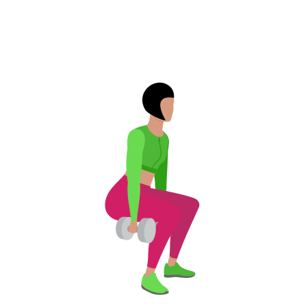 Woman Doing Dumbbell Squat Exercise For Legs