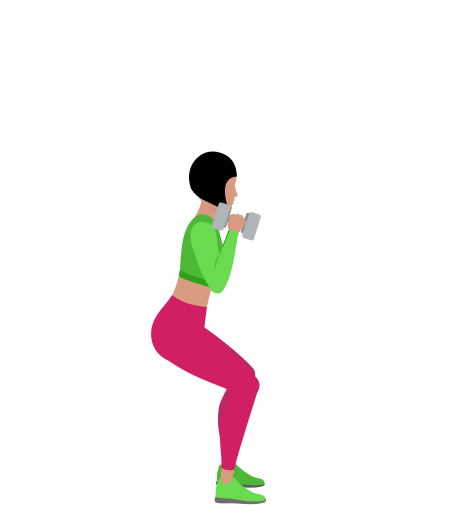 Woman Doing Dumbbell Squat Overhead Press Exercise For Legs