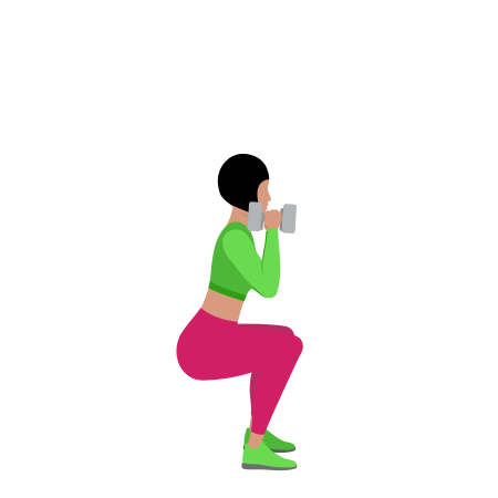 Woman Doing Dumbbell Squat Side View Exercise For Legs