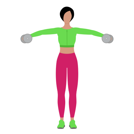 Woman Doing Dumbbell Standing Lateral Raise Exercise For Shoulders