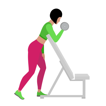 Woman Doing Dumbbell Standing One Arm Preacher Curl Exercise For Arm