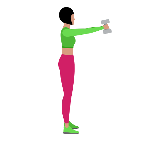 Woman Doing Dumbbell Standing Shoulders Front Raise Exercise For Shoulders