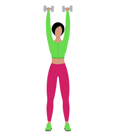Woman Doing Dumbbell Standing Shoulders Press Exercise For Shoulders