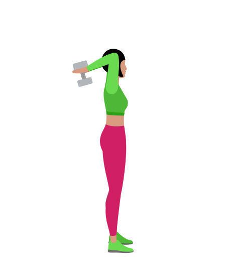 Woman Doing Dumbbell Standing Tricep Extension Exercise For Tricep