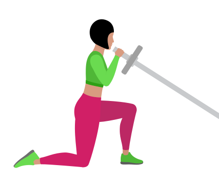 Woman Doing Half Kneeling Landmine Shoulders Press Exercise For Shoulders