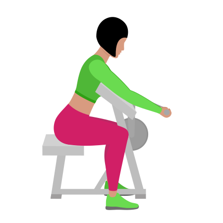 Woman Doing Lever Preacher Curl Exercise For Arm