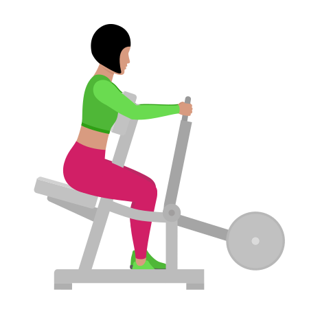 Woman Doing Lever Seated Row Exercise For Back