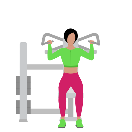 Woman Doing Lever Seated Shoulders Press Exercise For Front Deltoids