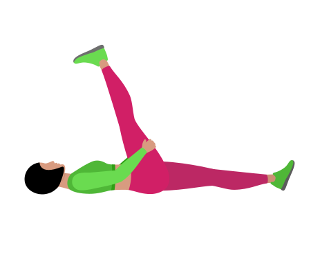 Woman Doing Lying Hamstring Stretching