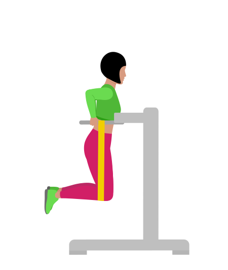 Woman Doing Resistance Band Assisted Dip Exercise For Chest