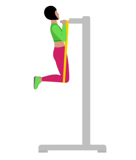 Woman Doing Resistance Band Assisted Parallel Grip Pull Up Exercise For Back