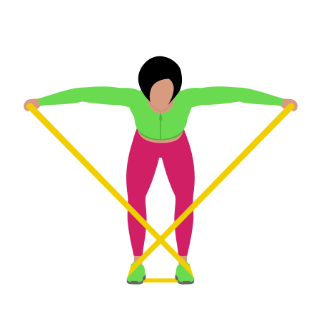 Woman Doing Resistance Band Bent Over Reverse Fly Exercise For Shoulders