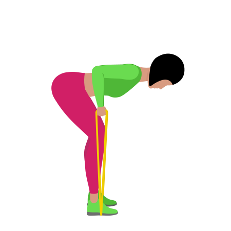 Woman Doing Resistance Band Bent Over Row Exercise For Back