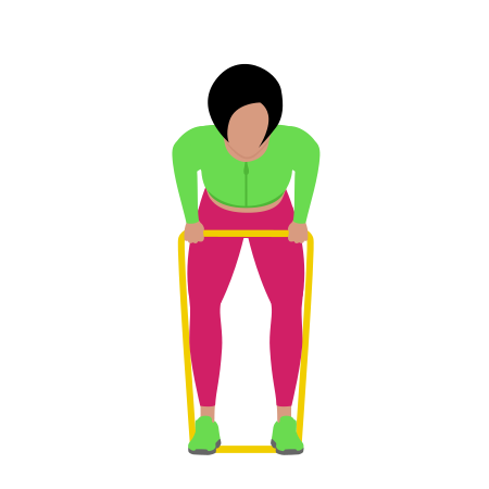 Woman Doing Resistance Band Bent Over Row Front View Exercise For Back