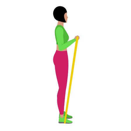 Woman Doing Resistance Band Bicep Curl Exercise For Arm