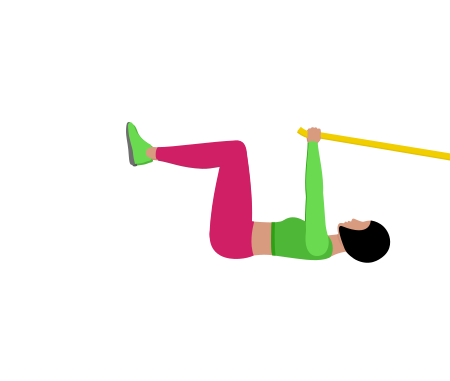 Woman Doing Resistance Band Dead Bug Leg Lowering Exercise For Abs