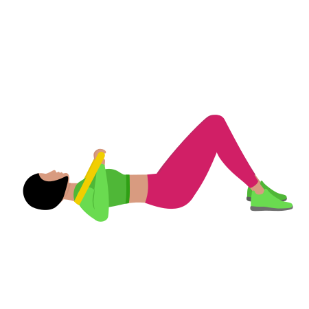 Woman Doing Resistance Band Floor Press Exercise For Chest