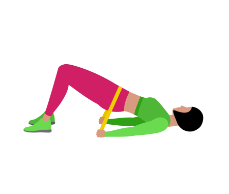 Woman Doing Resistance Band Glute Bridge Exercise For Legs