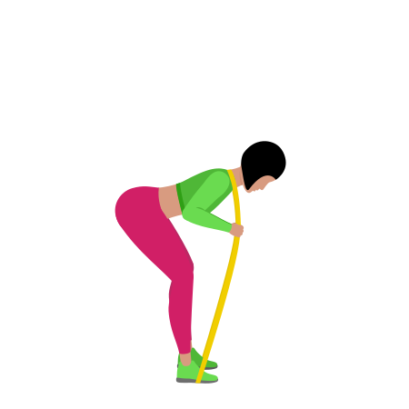 Woman Doing Resistance Band Good Morning Exercise For Legs