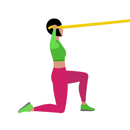 Woman Doing Resistance Band Half Kneeling Face Pull Exercise For Shoulders