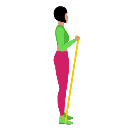 Woman Doing Resistance Band Hammer Curl Exercise For Arm