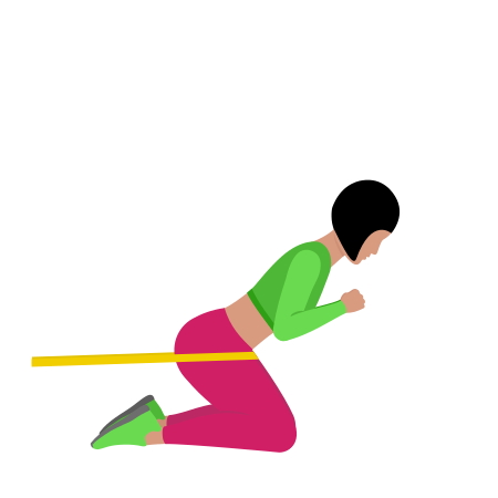 Woman Doing Resistance Band Kneeling Pull Through Exercise For Legs