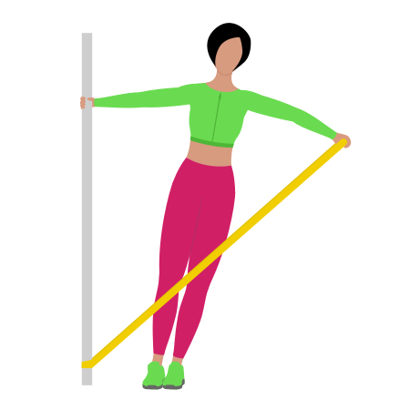 Woman Doing Resistance Band Leaning Lateral Raise Exercise For Shoulders