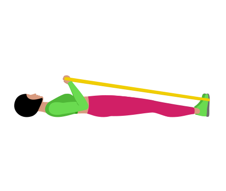 Woman Doing Resistance Band Lying Bicep Curl Exercise For Arm