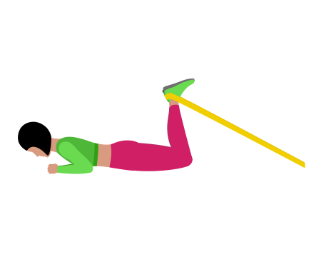 Woman Doing Resistance Band Lying Leg Curl Exercise For Legs