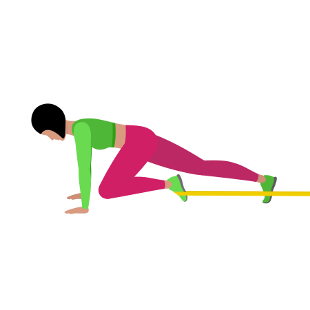 Woman Doing Resistance Band Mountain Climber Exercise For Abs
