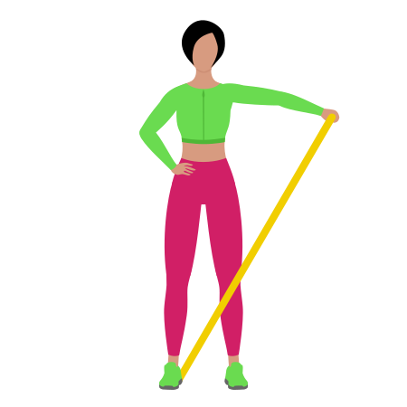 Woman Doing Resistance Band One Arm Lateral Raise Exercise For Shoulders