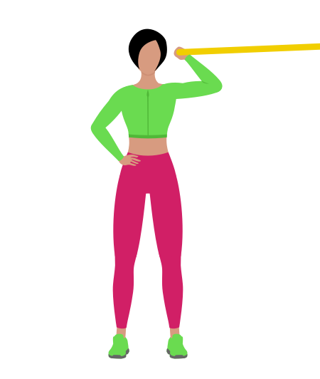 Woman Doing Resistance Band One Arm Overhead Bicep Curl Exercise For Arm