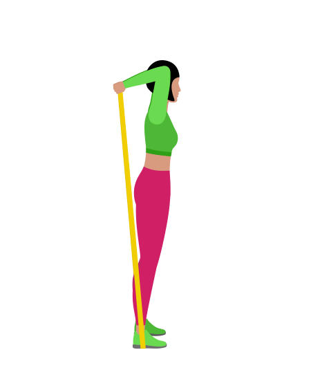 Woman Doing Resistance Band Overhead Tricep Extension Exercise For Arm