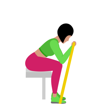 Woman Doing Resistance Band Seated Bicep Curl Exercise For Arm
