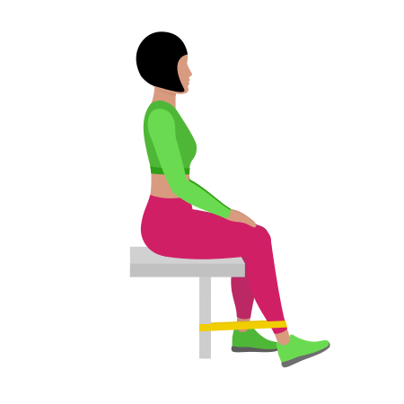 Woman Doing Resistance Band Seated Leg Extension Exercise For Legs