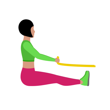 Woman Doing Resistance Band Seated Row Exercise For Back