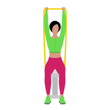 Woman Doing Resistance Band Seated Shoulders Press Exercise For Shoulders