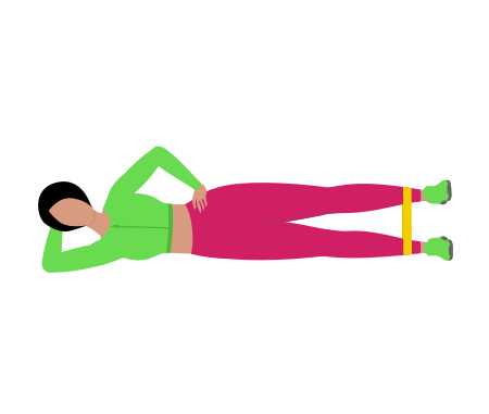 Woman Doing Resistance Band Side Lying Hip Abduction Exercise For Legs