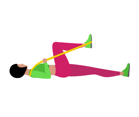 Woman Doing Resistance Band Single Leg Press Exercise For Legs