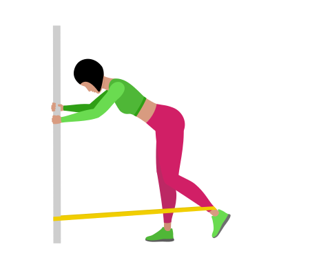 Woman Doing Resistance Band Standing Donkey Kickback Exercise For Legs