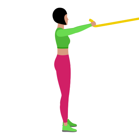 Woman Doing Resistance Band Standing Face Pull Exercise For Shoulders