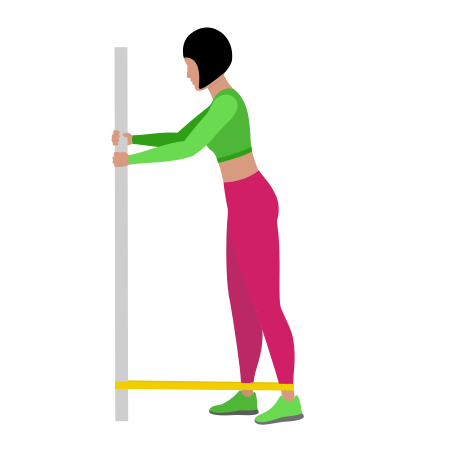 Woman Doing Resistance Band Standing Glute Kickback Exercise For Legs