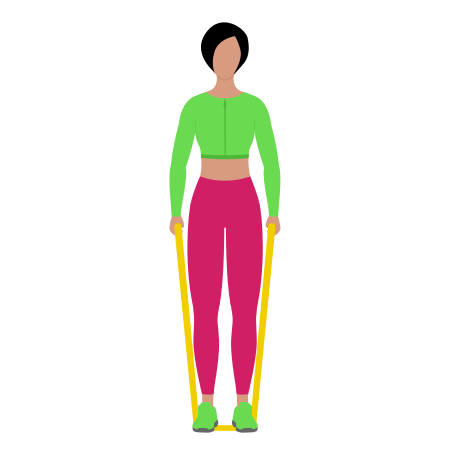 Woman Doing Resistance Band Standing Lateral Raise Exercise For Shoulders